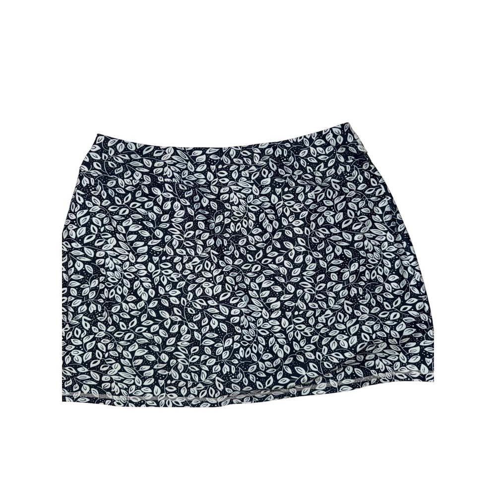 Loukeith Womens XL Athletic Skort Navy Blue White Leaf Print‎ Tennis Golf Skirt